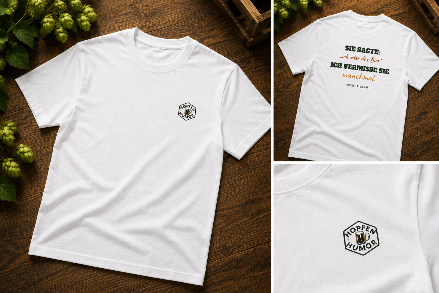 Sie oder Bier – T-Shirt | Hopfen & Humor
